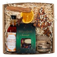 KOSZ BOX Zestaw PREZENTOWY Świąteczny PREZENT UPOMINEK Święta HERBATA MIÓD