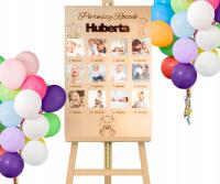 Tablica na zdjęcia Mój Pierwszy Roczek Rok z imieniem 60cm Ramka 12 zdjęć