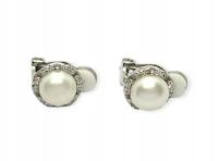 SREBRNE KLIPSY Z PERŁAMI I CYRKONIAMI 925