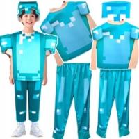 КОСТЮМ MINECRAFT НАРЯДНОЕ ПЛАТЬЕ ДЛЯ МАЛЬЧИКА СТИВ БРИЛЛИАНТОВАЯ МАСКА КОСТЮМ БАЛ