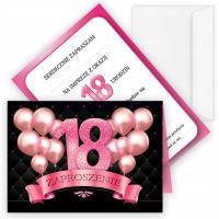 Zaproszenia na 18 urodziny Pink / Biała Koperta WB_22