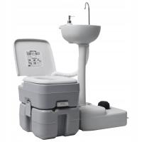 Портативный туалет для кемпинга с раковиной, серый