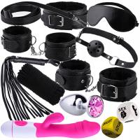 Zestaw BDSM Komplet Erotyczny Wibrator Kajdanki Korek Gra Erotyczna Kości