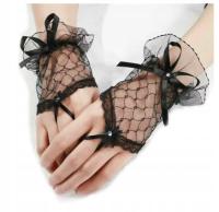 RĘKAWICZKI KORONKOWE DAMSKIE CZARNE 1820