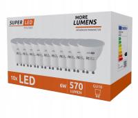 10x Żarówka LED GU10 6W 4000K BIAŁA NEUTRALNA 120° WYDAJNA PREMIUM