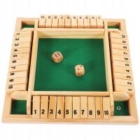 SHUT THE BOX GAME, CLASSIC 4-SIDED WOODEN BOARD 8