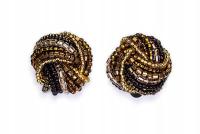 Клипсы золотисто-коричневые плетеные из бисера TOHO