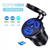 Gniazdo ładowania USB QC 3.0 + 2xPD 108W 12V / 24V