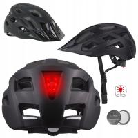 KASK ROWEROWY HB3-2, 55-58cm CZARNY MAT + LAMPKA LED 3 TRYBY