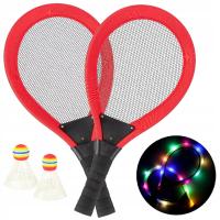 Rakietki Paletki Babington z lotkami Tenis Plażowy Badminton świecący LED