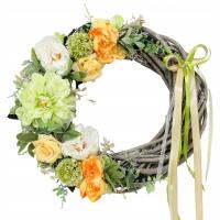 Wianek wiosenny na drzwi dekoracja domu stroik kwiatowa ozdoba