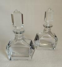 Para kryształowych flakoników art deco – karafki mini, vintage