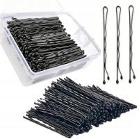ЧЕРНЫЕ ЗАКОЛКИ ДЛЯ ВОЛОС С ШАРИКОМ 5 СМ РИФЛЕНЫЕ 100 ШТ ПОДАРОЧНАЯ КОРОБКА