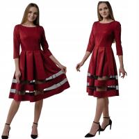 Sukienka elegancka midi bordowa S59 2XL