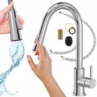 BATERIA KUCHENNA Z WYCIĄGANĄ WYLEWKĄ I PRYSZNICEM KRAN DO KUCHNI CHROMOWANA