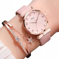 Набор часов браслет розовый розовое золото элегантный для женщины