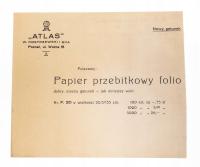 STARA REKLAMA - ATLAS, PAPIER PREBITKOWY FOLIO, POZNAŃ II RP