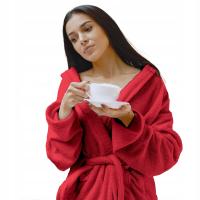 Szlafrok czerwony coral fleece ciepły unisex