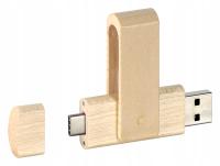 PENDRIVE REKLAMOWY z logo DREWNIANY PDw-13 OTG-C GRAWER 64GB 10 SZT+GRATIS!