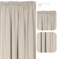 ZASŁONA BEŻOWA NA TAŚMIE 140x160 KRÓTKA GŁADKA MODNY BEŻ NA ŻABKI TUNEL
