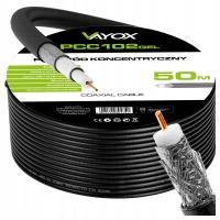 KABEL ANTENOWY KONCENTRYCZNY PRZEWÓD CZARNY ŻELOWANY MIEDŹ CU 4K 50m VAYOX