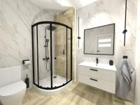 Kabina prysznicowa półokrągła z brodzikiem drzwi rozsuwane 90 x 90 cm