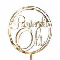 TOPPER WIECZÓR PANIEŃSKI DOWOLNE IMIĘ NAPIS TORT DEKORACJA PIKER ZŁOTY