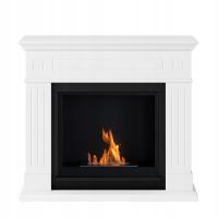 Biokominek portalowy wolnostojący biały z obudową lakierowaną MDF LARSEN