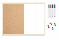 Tablica magnetyczna suchościeralna korkowa 60x90 typu COMBI DUO DREWNO!