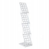 STOJAK NA ULOTKI GAZETY A4 SKŁADANY 4 PÓŁKI BIAŁY