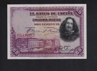 BANKNOT Hiszpania -- 50 Pesetas -- 1928 rok