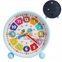 BUDZIK DLA DZIECKA ZEGAR EDUKACYJNY CICHY Z LAMPKĄ NOCNĄ NIEBIESKI