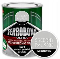 Farba do Metalu Żeliwa na Rdzę Srebrny MłotkowyRAL9006 0,7L Ferrobond Ultra