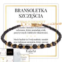 CZARNY TURMALIN BRANSOLETKA KAMIEŃ NATURALNY HEMATYT STAL DAMSKA NA PREZENT