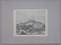 KŁODZKO, TWIERDZA, panorama miasta, drzeworyt 1884, Burmann-Täubert