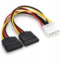 Кабель 20 см, переходник с Molex на 2x SATA / папа на 2x мама