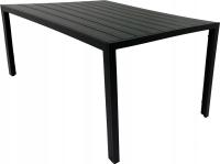 DUŻY NOWOCZESNY STÓŁ OGRODOWY 205x90 8os POLYWOOD IMITUJĄCY CZARNY