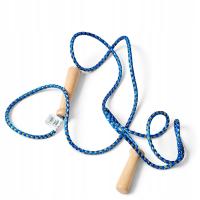 Skakanka sznurkowa 2 m solidna lina drewniane rączki niebieska