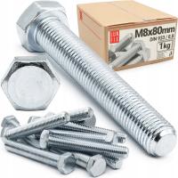 Śruba M8x80 sześciokątna na klucz ocynkowana ocynk DIN 933 kl.8.8 1kg