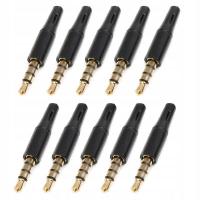 Black 10pcs New 3.5mm Stereo Headset Plug Jack Outlet 2.5mm 4 Pole 3.5 Plug