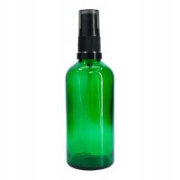 100 мл зеленая стеклянная бутылка с распылителем с черной прозрачной крышкой