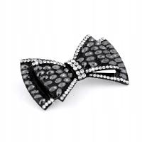 BROSZKA CZARNA KOKARDA Z KRYSZTAŁAMI I CYRKONIAMI