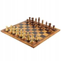 ZESTAW SZACHOWY Figury Akacja 9,1cm + Szachownica Mapa Antyczna 45cm