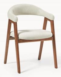 Krzesło drewniane z podłokietnikami tapicerowane Nik Westwing gabinet biuro