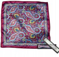 Poszetka Bordowa z niebieskim wzorem + Pudełko