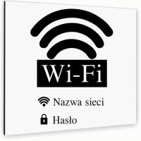 Tabliczka DIBOND HASŁO WI-FI BIAŁA Tablica nierdzewna DOWOLNY NAPIS