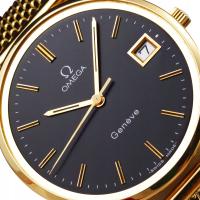 OMEGA винтажные мужские часы LITE Gold 18K / 750 Калибр 1030 1974 черный