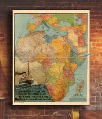 Старая карта Африки 1914r. 70x50cm