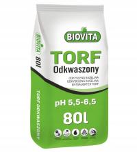 TORF ODKWASZONY OGRODOWY GOTOWE PODŁOŻE DO ROŚLIN 5,5-6,5 BIOVITA 80L