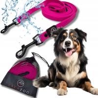 Linka treningowa regulowana PRZEPINANA SMYCZ wodoodporna PVC róż